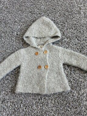 Bonton Alpaca Wool Blend Button Up Hooded MIRO Sweater Girl's Size 3M